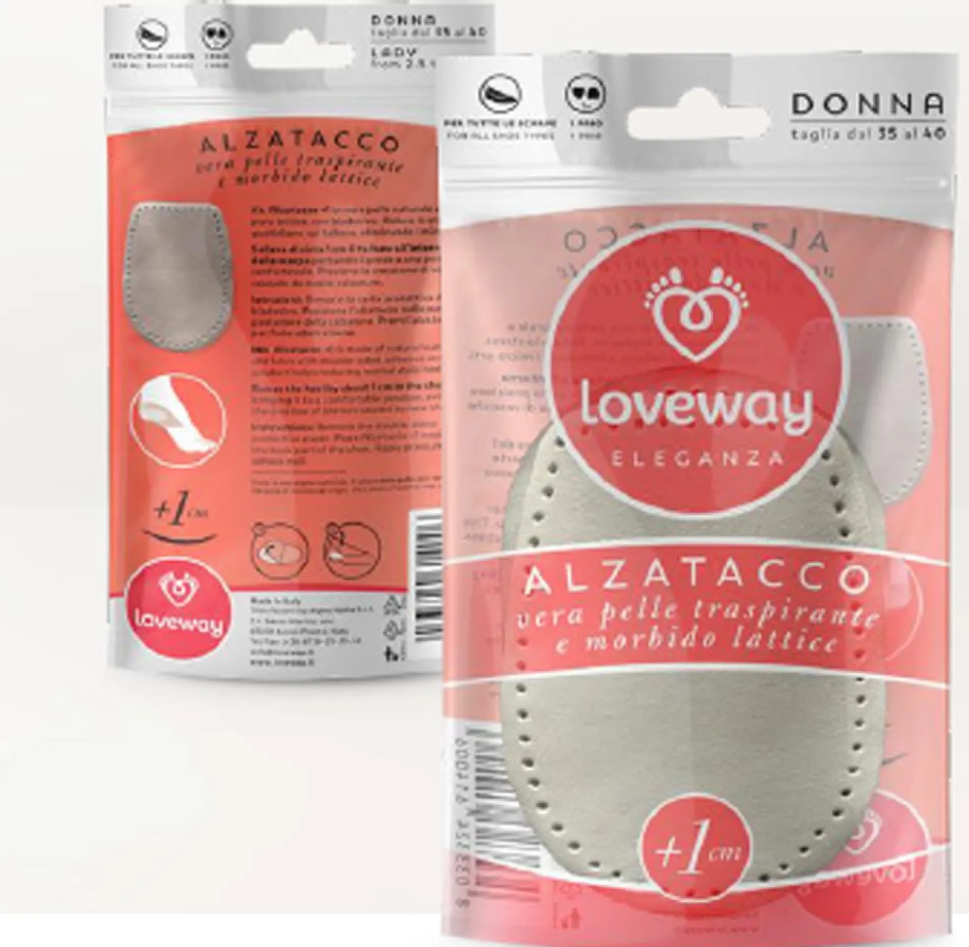 Alzatacco rialzo per tallone rivestito in pelle da 1cm
