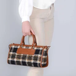 Minibag CafèNoir NQ0926 in tessuto tartan