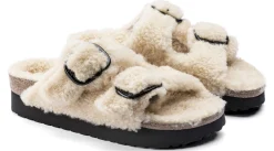 Sandali Arizona Plateau Big Buckle Teddy Beige Papillio by Birkenstock 1017642