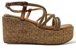 Sandali CafèNoir HN9003 scarpe donna ambrea incrocio in strass