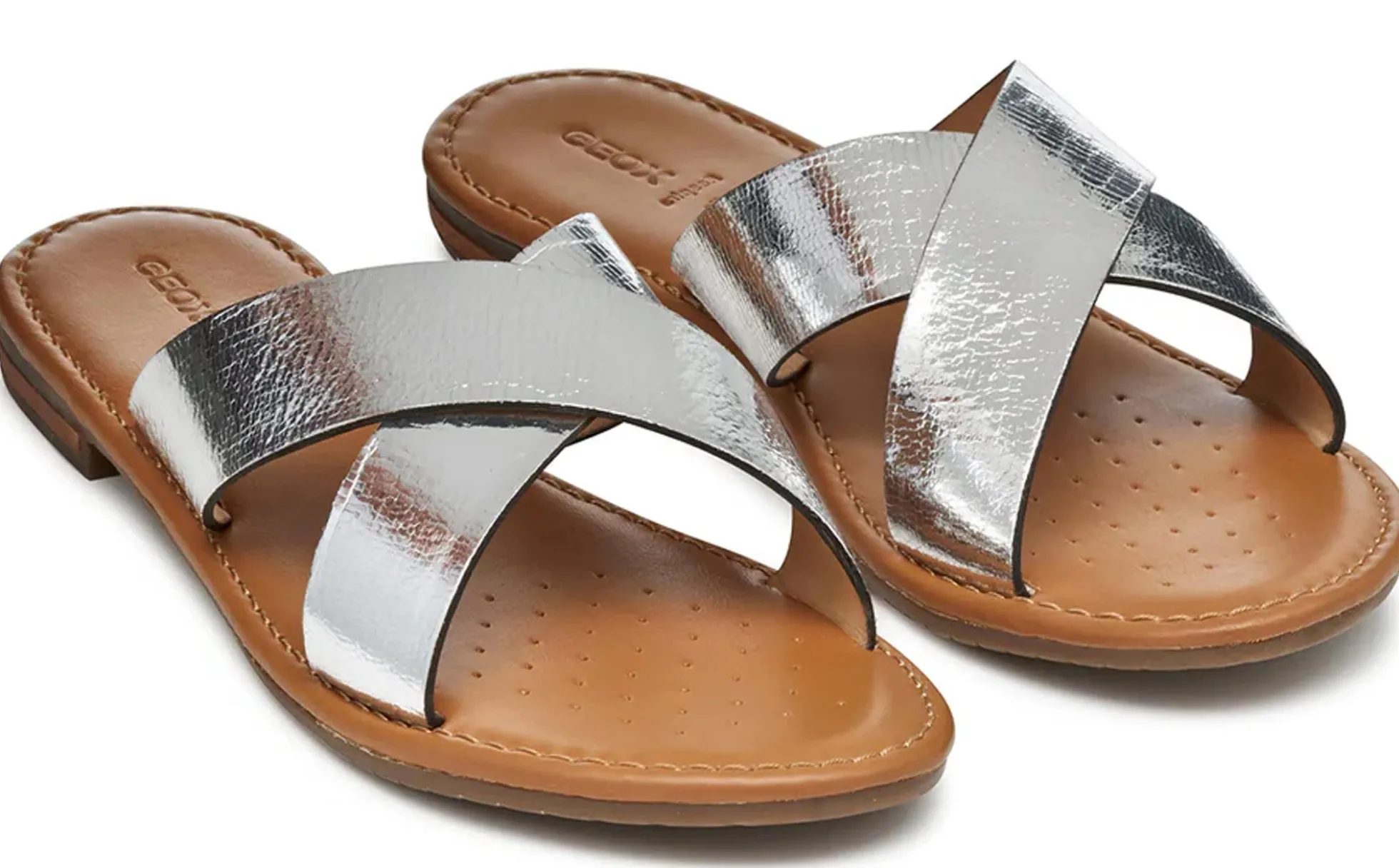 Sandali GEOX "Sozy" D55LXH ciabatte laminato argento