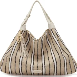 Shopper Canvas bicolor La Carrie 161M-TX-302-CAS borsa avorio