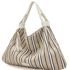 Shopper Canvas bicolor La Carrie 161M-TX-302-CAS borsa avorio