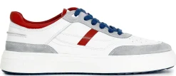 Sneakers CafèNoir PV1102 scarpe uomo pelle bianca/rosso