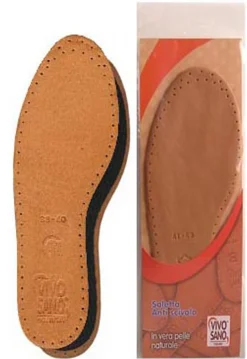 Soletta antiscivolo in vera pelle naturale e morbido lattice